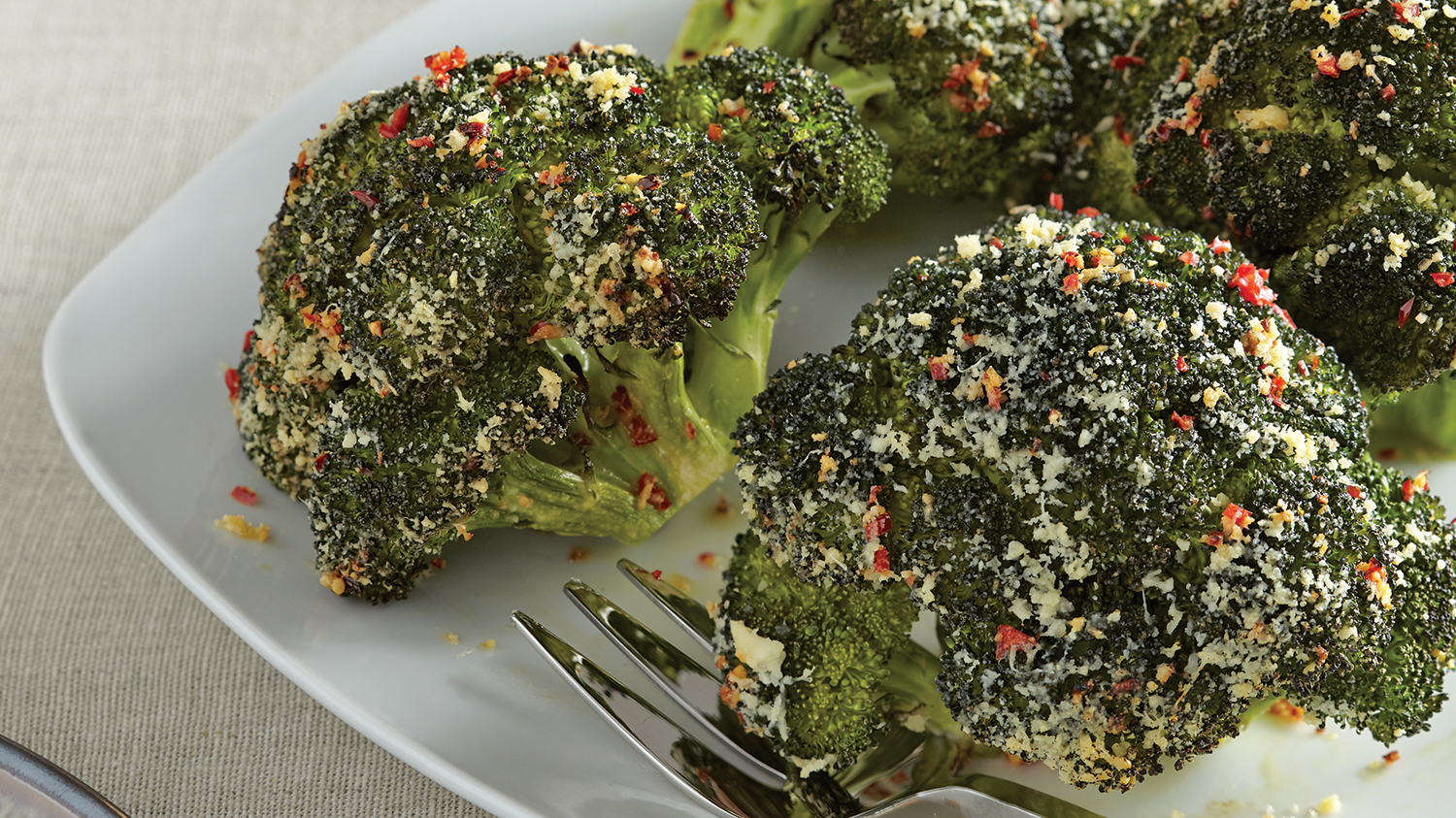 parmesan and chili roasted broccoli crowns