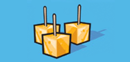 cubes of cheese on toothpicks